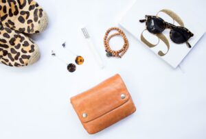 leather handbag, sunglasses, and accessories